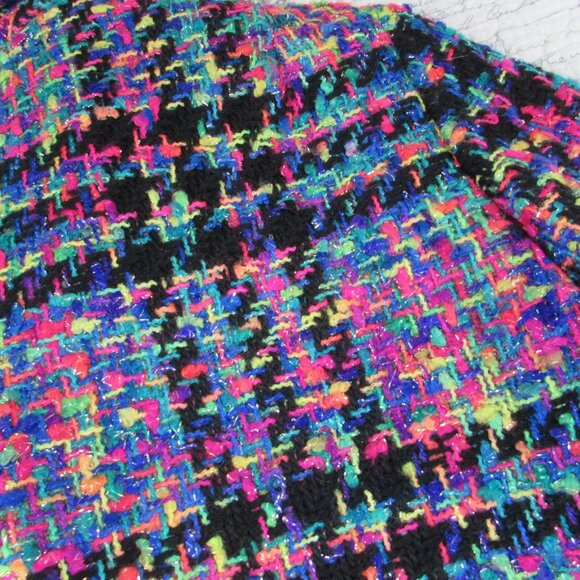 Saks Fifth Avenue Vintage 1980's David Hayes  Neon Tweed womens Jacket womens 8 - Picture 9 of 11